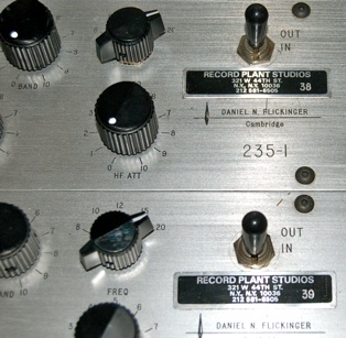 pair of original vintage daniel flickinger 235-1 parametric eq equalizer from record plant nyc